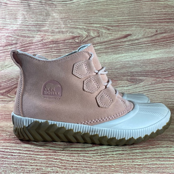Sorel Out N and About Leather Waterproof Duck Ankle Boot Pink 7 - Picture 5 of 10